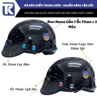 Mũ bảo hiểm nửa đầu gắn 7 ốc titan lục bảo, ngũ sắc , nón bảo hiểm gắn ốc titan kèm mèo thần tài
