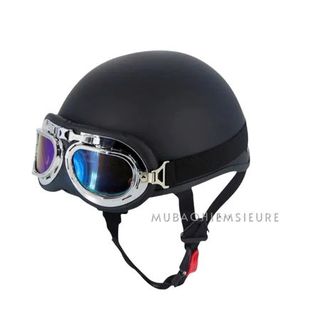 Mũ bảo hiểm hali trơn nửa đầu cute kèm phụ kiện kính phi công và sticker trang trí , Nón bảo hiểm 1 2 chính hãng đa dạng màu sắc
