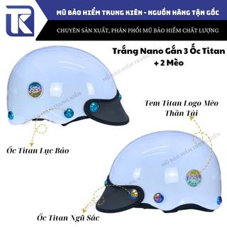Mũ bảo hiểm nửa đầu gắn 3 ốc titan lục bảo, ngũ sắc , nón bảo hiểm gắn ốc titan kèm mèo thần tài