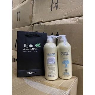 Bộ đôi dầu gội xả Biotin Collagen1000ml màu trắng giúp phục hồi và chống rụng tóc