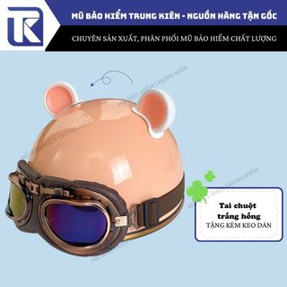 Tai chuột 2 màu gắn mũ bảo hiểm nữa đầu và nón bảo hiểm 3/4 siêu xinh nhiều màu độc lạ,nhiều màu