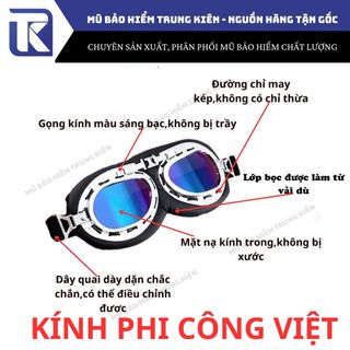 Kính Phi công,  gắn mũ bảo hiểm 1/2, 3/4 đi phượt chắn bụi hàng chính hãng