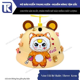 Mũ bảo hiểm trẻ em Baby Three Kem CÓ MÚT XỐP CAO CẤP chính hãng Lota Helmet đạt chuẩn an toàn gắn charm kèm phụ kiện cute