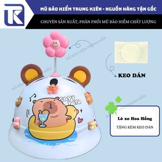 Bông hoa gắn mũ bảo hiểm có lò xo xinh xắn, đáng yêu - có đế hút và keo dán 3M chắc chắn