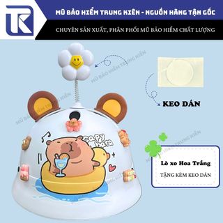 Bông hoa gắn mũ bảo hiểm có lò xo xinh xắn, đáng yêu - có đế hút và keo dán 3M chắc chắn
