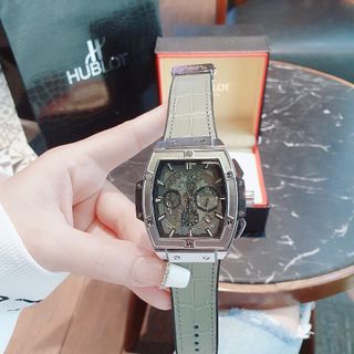ĐỒNG HỒ NAM TRUNG CẤP HOT TREND HUB MẶT CHONOGRAP CHỮ NHẬT DÂY DA