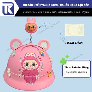 Labubu gắn mũ bảo hiểm có lò xo xinh xắn, đáng yêu - có đế hút và keo dán 3M chắc chắn