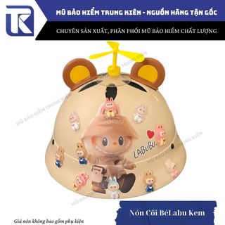 Nón bảo hiểm vành tròn Labubu Kem CÓ MÚT XỐP an toàn trẻ em bảo hành 12 tháng chính hãng Lota