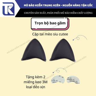 Tai mèo gắn,1 màu mũ bảo hiểm nửa đầu, 3 phần 4, siêu xinh