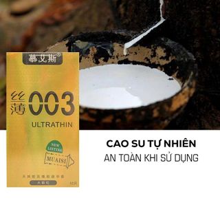 [Giá Sỉ Tốt Nhất] Bao Cao Su Muaisi 003 Ultrathin Vàng, Bcs Gân Gai, Siêu Mỏng, Size 52mm, Nhiều Gel Bôi Trơn (12C)