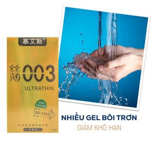 [Giá Sỉ Tốt Nhất] Bao Cao Su Muaisi 003 Ultrathin Vàng, Bcs Gân Gai, Siêu Mỏng, Size 52mm, Nhiều Gel Bôi Trơn (12C)