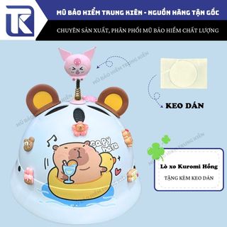 Kuromi, Gấu trúc, Loopy, Thỏ, Hổ Vàng gắn mũ bảo hiểm có lò xo xinh xắn, đáng yêu - có đế hút và keo dán 3M chắc chắn