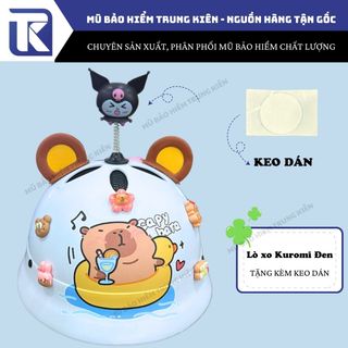 Kuromi, Gấu trúc, Loopy, Thỏ, Hổ Vàng gắn mũ bảo hiểm có lò xo xinh xắn, đáng yêu - có đế hút và keo dán 3M chắc chắn