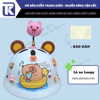 Kuromi, Gấu trúc, Loopy, Thỏ, Hổ Vàng gắn mũ bảo hiểm có lò xo xinh xắn, đáng yêu - có đế hút và keo dán 3M chắc chắn