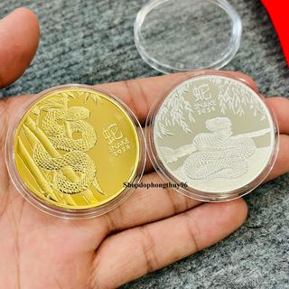 Sỉ Cặp Tiền Xu Con Rắn Úc Mạ Vàng Bạc Lưu Niệm Lì Xì Tết 2025 - Quà Tặng Sếp Sang Trọng