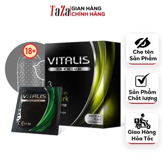 Bao Cao Su Vitalis Glow In The Dark Có Hạt Nóng, Bcs Siêu Mỏng Gel Bôi Trơn, Độ Rộng 53mm (Hộp 3C)