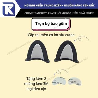 Tai mèo hai màu gắn, custom mũ bảo hiểm nửa đầu, 3 phần 4, siêu xinh