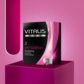 [Bao Cao Su Giá Sỉ] Bao Cao Su Vitalis Sensation, Bcs Kéo Dài Thời Gian, Chống Xuất Tinh Sớm, Bcs Siêu Mỏng 0.05mm, Nhiều Gel Bôi Trơn, Size 53mm (Hộp 3C)