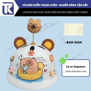Capy gắn mũ bảo hiểm có lò xo xinh xắn, đáng yêu - có đế hút và keo dán 3M chắc chắn