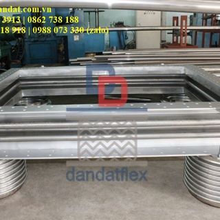 Khớp giãn nở hình chữ nhật, ống bù trừ mặt bích vuông, Khớp co giãn inox 310S, Khớp nối mềm inox 316