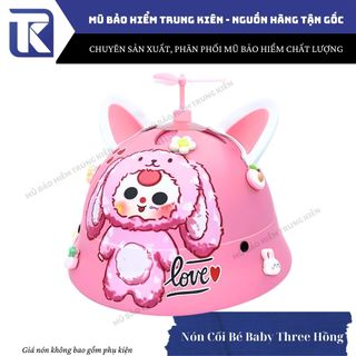 Mũ bảo hiểm trẻ em Baby Three Hồng CÓ MÚT XỐP CAO CẤP chính hãng Lota Helmet đạt chuẩn an toàn gắn charm kèm phụ kiện cute