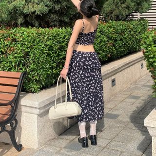 Set Sweyiong Chân Váy Bèo Dáng Dài Và Áo Hai Dây Đi Chơi set chân váy và áo 2s croptop