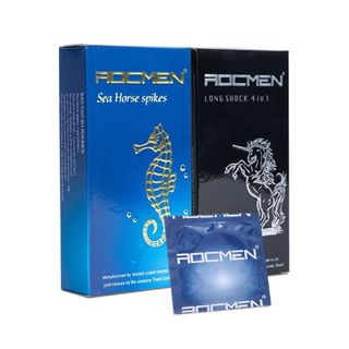[Giá Sỉ] Combo 2 Hộp Bao Cao Su Rocmen Đen + Xanh, Bcs Gân Gai, Siêu Mỏng, Kéo Dài Thời Gian Chống Xuất Tinh Sớm