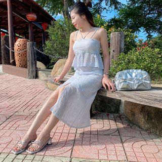 Set Váy Xẻ Tà và Áo Dây Kiểu Cao Cấp Đi Chơi Đi Tiệc Đi Biển