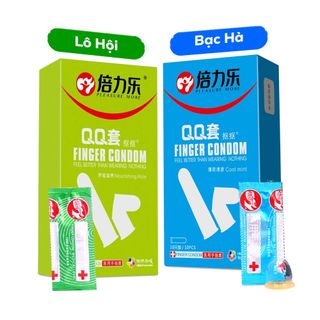 Bao Cao Su Đeo Ngón Tay QQ Finger, Bao Cao Su Ngón Tay Siêu Mỏng Trơn Tăng Hưng Phấn (Hộp 10C)