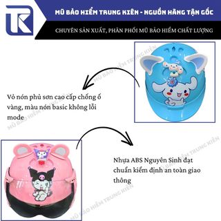 Nón bảo hiểm trẻ em Labubu TÍM, Cabypara, Kuromi gắn sticker 3D CÓ KÍNH bảo hành 12 tháng đạt chuẩn an toàn giao thông
