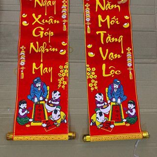 Set 2 Dải Câu Đối Trang Trí Tết 2025 Mẫu Câu Đối Cuộn May Mắn