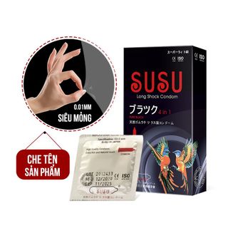 [Bao Cao Su Giá Sỉ] Bao Cao Su Susu Long Shock 4 In 1, Bcs Siêu Mỏng, Bao Cao Su Kéo Dài Thời Gian, Nhiều Gel Bôi Trơn (Hộp 12C)