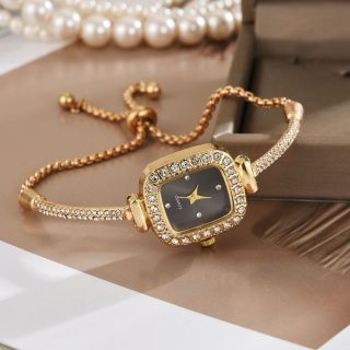 Đông hồ nữ gọng dây đính đá vuông châu rút thời thượng, sang trọng ( Hàng Giá Tận Xưởng )