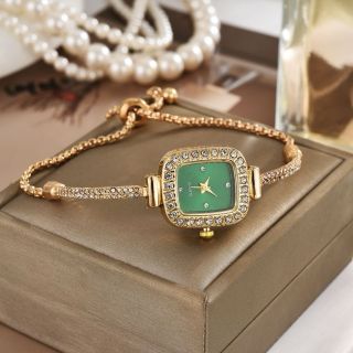 Đông hồ nữ gọng dây đính đá vuông châu rút thời thượng, sang trọng ( Hàng Giá Tận Xưởng )
