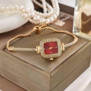 Đông hồ nữ gọng dây đính đá vuông châu rút thời thượng, sang trọng ( Hàng Giá Tận Xưởng )