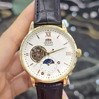 Đồng hồ Orient sun moon dây da cơ