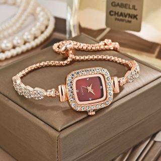 Đồng hồ nữ đính đá mặt vuông dây rút phong câch sang trọng thời thượng ( Hàng Giá Tận Xưởng )