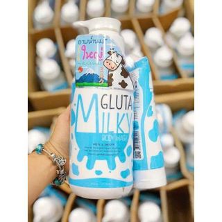 SỮA TẮM CON BÒ GLUTA MILKY THÁI LAN 800ML - TẶNG KÈM SỮA RỬA MẶT COMBO TRẮNG SÁNG MỊN MÀNG DA