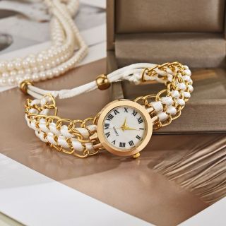 Đồng hồ vòng tay xuyên dây mặt xà cừ tròn cài rút phong cách bụi bẩm, sang trọng ( Hàng Giá Tận Xưởng )