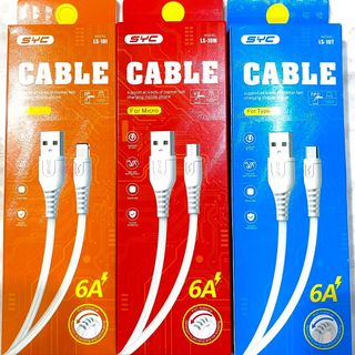 Dây Cáp 6A SYC LS-10 Hổ Trợ Sạc Nhanh Vô cho Samsung, Oppo, Realme, iP, Vivo, Xiaomi Redmi,..