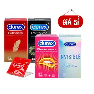 Bao cao su Durex Đủ Loại, Bcs Invisible, Performa, Kingtex, Pleasuremax và Ultima (Hộp 12C) - Bcs Siêu Mỏng, Kéo Dài Thời Gian, Gân Gai Tăng Khoái Cảm