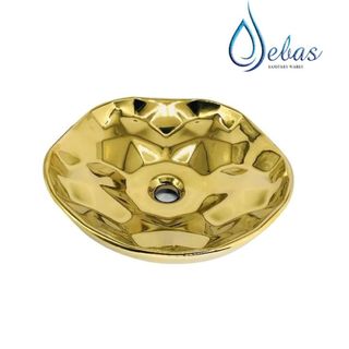 Chậu lavabo mạ vàng bóng kiểu bông hoa để bàn sang trọng mã V24F