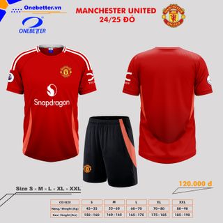 Đồ đá banh, quần áo bóng đá CLB MU Manchester United 2024-25 đỏ - Thun lạnh co giãn - Full size từ S đến 2XL giá sỉ
