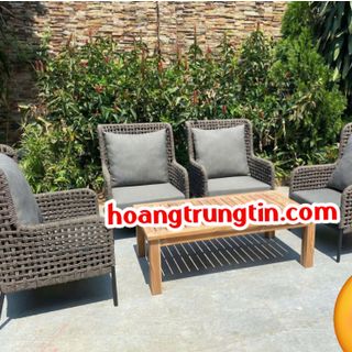 Bàn ghế cafe cao cấp Nhựa Giả Mây ngoài trời sofa mây nhựa