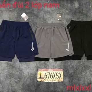 Quần đùi hai lớp nam trong lót dài Chất liệu: dù Size: MLXLXXL Ri: 2222 Tách nửa ri được