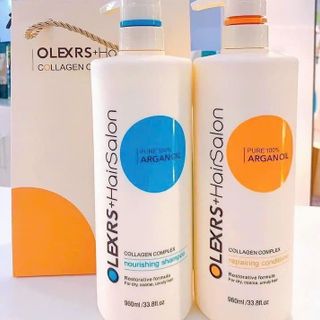 Cặp Dầu Gội Xả Olexrs Argan Oil Collagen Hair Salon 960ml Cho Tóc Khô Hư Tổn - 960ml