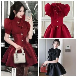 ĐẦM XÒE TAY BỒNG THẮT NƠ DÂY ĐÍNH ĐÁ CỰC XINH CHO BẠN GÁI