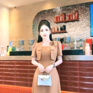 Đầm thiết kế trung niên tay bồng - DTK004