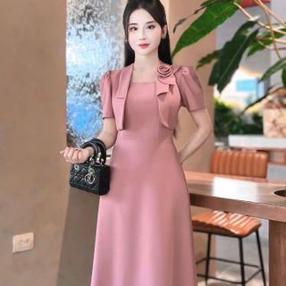 Đầm thiết kế trung niên tay bồng - DTK004