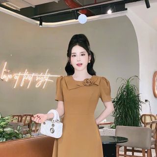 Đầm thiết kế tay bồng cổ áo thiết kế cách tân DTK 005